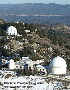 Aerial photo of Lick Observatory domes by 111th Aerial Photography Squadron