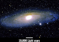 Andromeda galaxy with Scale of Light Years