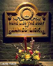 Bronze plaque marking James Lick's grave