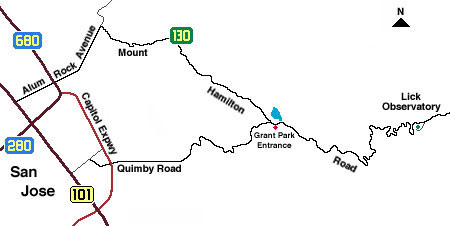 map to Mt. Hamilton from San Jose