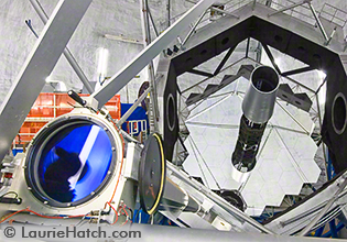 Keck Mirror and Laser Tube from Above
