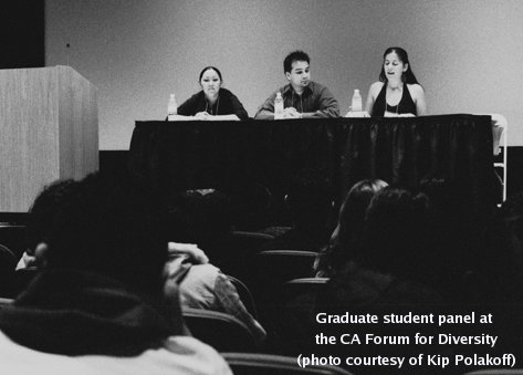 Graduate student panel at the CA Forum for Diversity (photo courtesy of Kip Polakoff)